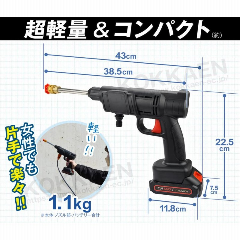 高圧洗浄機 充電式6in1  マキタバッテリ互換 21V バッテリ別途購入 高圧洗浄機 充電式 6in1 21V バッテリー・充電器付 マキタ