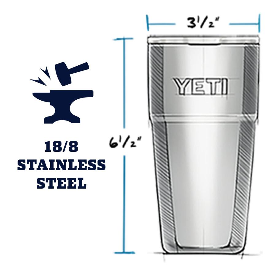 YETI Rambler 16オンス スタッカブルパイント マグスライダー蓋付き 真空断熱 ステンレス製、ブラック