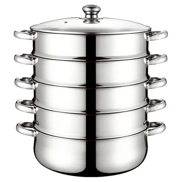 410不鏽鋼五層蒸鍋 底鍋-28*9cm 蒸層-28*7cm  1組