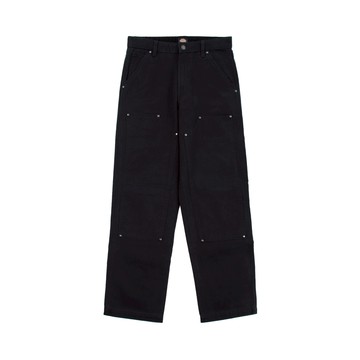 【今日爆品】Dickies男款水洗黑純棉帆布拼接雙膝設計休閒直筒長褲|DK0A4XGOC40