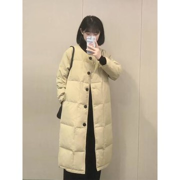 高充絨量圓領羽絨服女2025冬季新款版型巨好看的保暖白鴨絨中長款