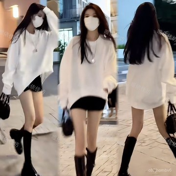 2025年顯瘦百搭大版型兩件套簡約洋氣寬鬆秋季衛衣半身裙 冬天女裝 秋冬女裝 套裝 韓國女裝 千金裝 秋冬套裝 氣質女裝