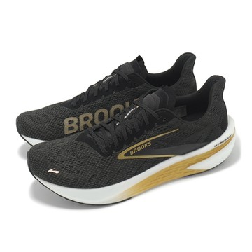 Brooks 競速跑鞋 Hyperion 2 男鞋 黑 金 氮氣中底 針織 短距離 回彈 運動鞋 1104321D098