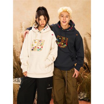 NSTNEW START發芽計劃“星河牧原”幾何刺繡重磅加絨秋冬連帽衛衣