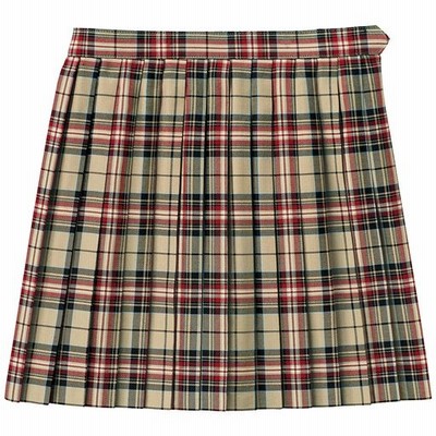 抗菌 防臭加工付き プリーツスカート 丈が選べる 日本製 チェック柄 洗濯機ok 防しわ スクール 制服 ベージュ系 55 総丈42cm 通販 Lineポイント最大get Lineショッピング