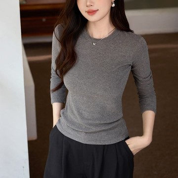 簡約修身磨毛上衣