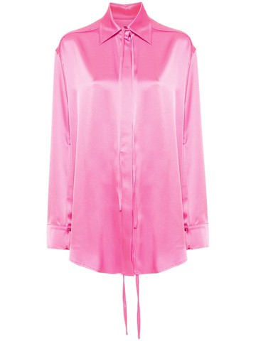 David Koma - tie-detail satin shirt - women - Triacetate/Acrylic/Polyester - 8 - Pink