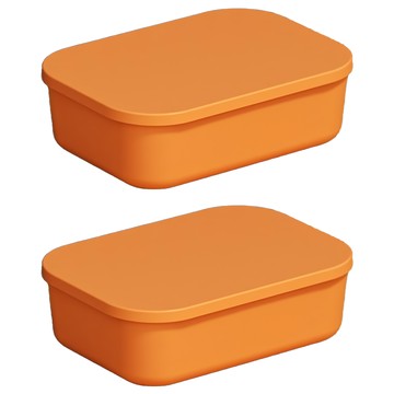 帶蓋大號收納盒 矮款  暮色橘  2個