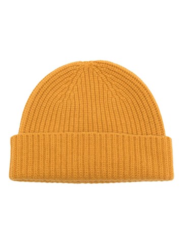 Pringle of Scotland - ribbed-knit turn-up brim beanie - unisex - Lambs Wool - One Size - Yellow