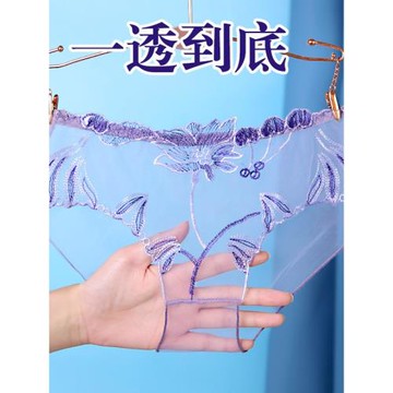 午夜情調透柔內褲女士蕾絲迷人大碼透明網紗新款無痕三角褲836