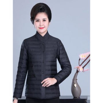 中老年人羽絨服女老媽媽裝冬裝內膽老人上衣服奶奶裝保暖純色外套