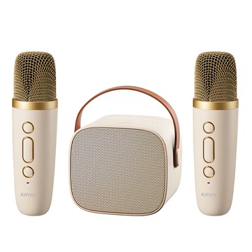 Kinyo 藍牙多媒體小音箱 附麥克風 2個 + 充電線 266g  KY-2022  米色 + 金色