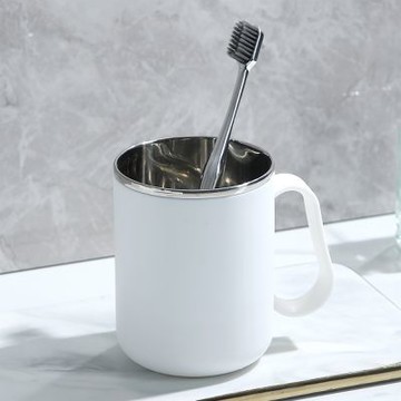 【COMET】500ml不銹鋼倒置瀝水漱口杯2入組(盥洗杯 漱口杯 帶手把漱口杯 不鏽鋼牙刷杯 旅行漱口杯/LS012)