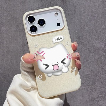 防摔手機殼 中指搞怪貓 適用蘋果17保護殼iPhone16 15 14 13 12 11 PROMAX 大孔皮纹軟殼