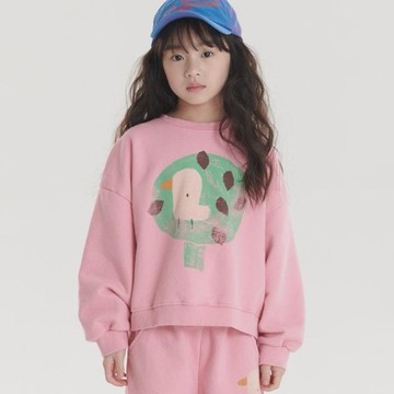 韓國 THE NAVi - 抽象鴨子印長袖大學T-粉