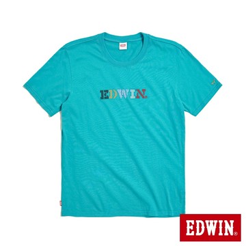 EDWIN 男款 圓點刺繡印花短袖T恤(土耳其藍)