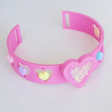 賽博朋克粉色愛心彩色3D打印 手工製作大愛心甜美可愛項圈頸圈