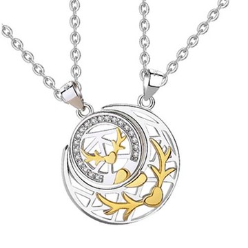 【Jpqueen】一鹿有你日月鹿角情侶拼接項鏈(情侶款)