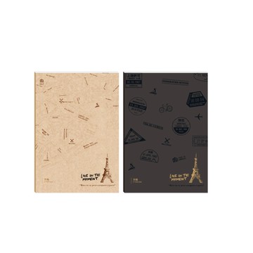方格定頁筆記本 25K-淺棕/黑色