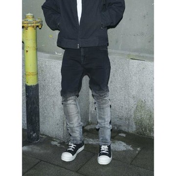 PMW 木子洋同款美式復古高街水洗漸變牛仔褲男直筒修身長褲