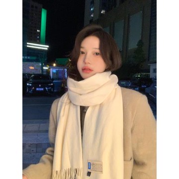 純色女秋冬季百搭軟糯加厚圍巾
