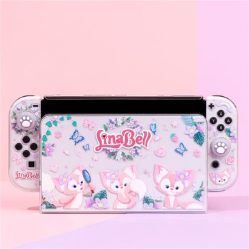 SwitchOLED透明保護殼硬殼NS續航可插底座殼 玲娜貝爾