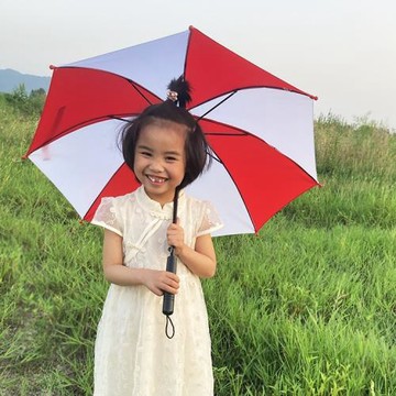 幼兒園晴雨傘紅白相間風車傘創意團體操表演傘兒童紅白條紋長柄傘