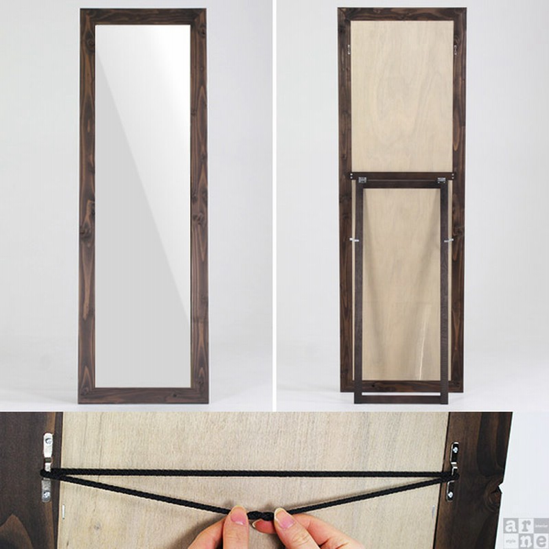 アンティーク調 姿見 全身鏡 スタンドミラー 木製 ダークブラウン