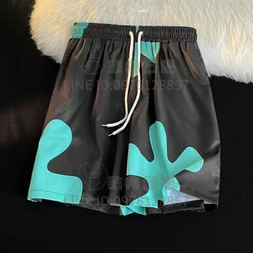 卡通沙灘褲的短褲男夏季薄款寬鬆睡褲粉色休閒褲情侶海邊度假【倪醬小鋪】