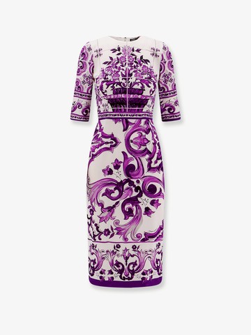 Silk midi pencil dress with Maiolica print - DOLCE & GABBANA - gender_Woman