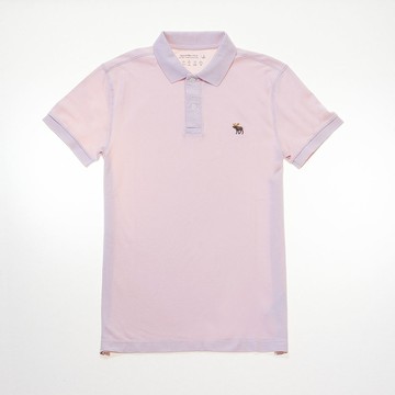 A&F 小麋鹿彩色LOGO刺繡POLO衫 粉色 AF-124-227-8606-600
