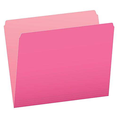 Two-Tone File Folders  Straight Cut  Top Tab  Letter  Pink Light P 