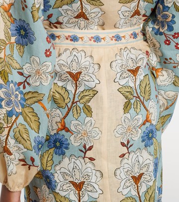 Farm Rio Floral linen midi skirt