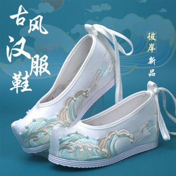 春夏季原創搭配古風漢服鞋子女繡花鞋內增高明制古裝布鞋老北京鞋