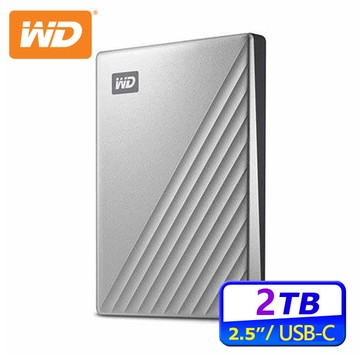WD My Passport Ultra for mac USB-C 2TB 2.5吋行動硬碟(炫光銀)