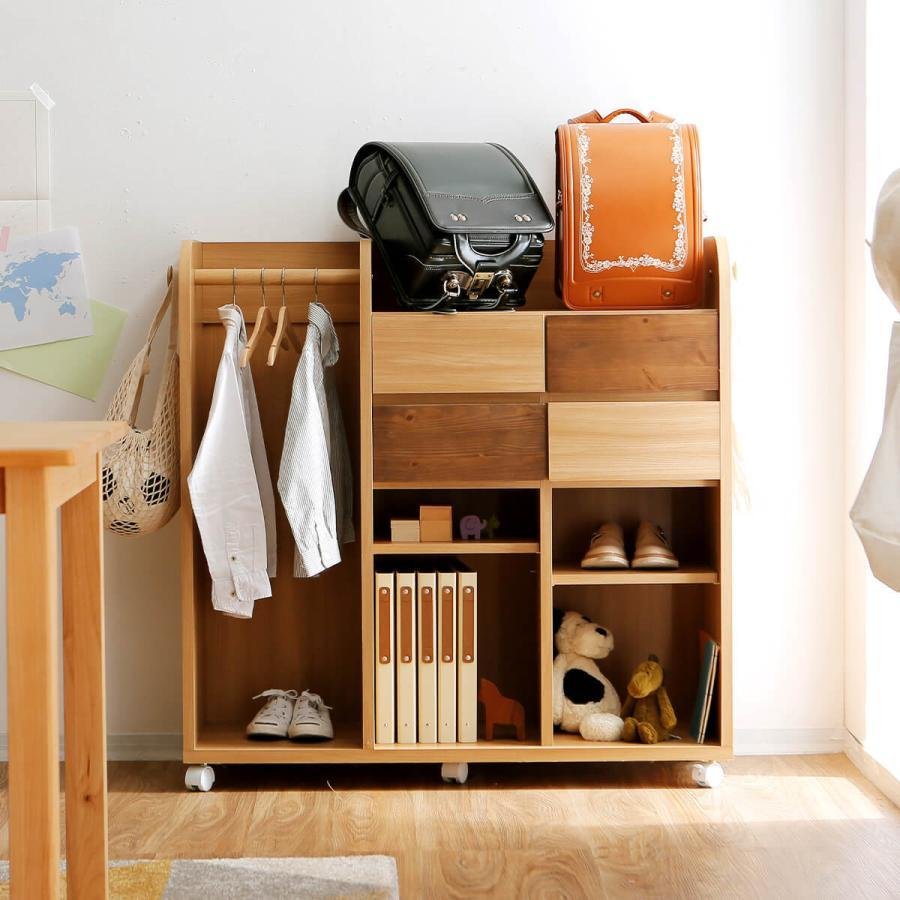 天然木キッズランドセルラック 白