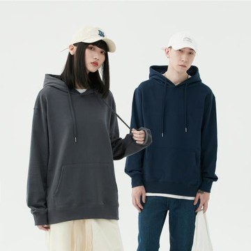 【小白家】秋季300g重磅純棉連帽衛衣男女運動寬松毛圈帽衫內搭