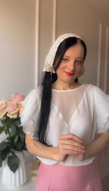 三角形頭巾 手織頭巾 蕾絲針織頭巾