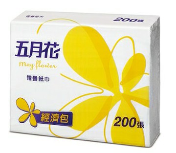 五月花摺疊擦手紙200抽*20包/箱-FSC™驗證--現貨