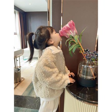 兒童外套女童冬季加絨女孩加厚毛毛上衣皮草2025新款寶寶洋氣休閑