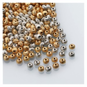 na Gold Color Silver Plated Loose Beads Round Stripe Seed Spacer Beads for Jewelry Making DIY Accessories. Color  C Size