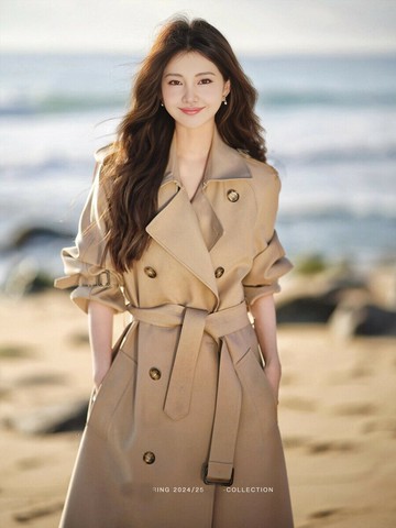 好康優選高個子加長版卡其色風衣外套女2025春秋新款高級感超長款英倫大衣