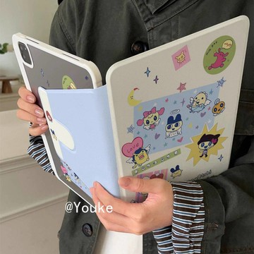 卡通拓麻歌子插畫  iPad 11 保護套 蘋果平板殼 2025 Pro 11 Air 6 10.9 10.2 6 7