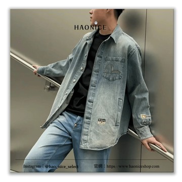 【NICE 歐美日韓代購】100%日本大阪正品 山根英彥EVISU 福神經典刷漆logo水洗復古牛仔外套 線條