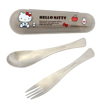 【震撼精品百貨】凱蒂貓_Hello Kitty~台灣授權SANRIO三麗鷗 KITTY304不鏽鋼環保湯叉組(蘋果牛奶)*16142