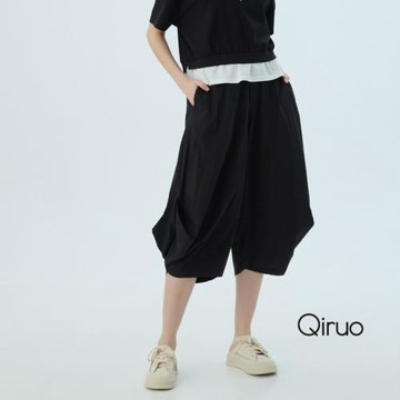 【Qiruo 奇若】春夏專櫃黑色七分褲7190C澎澎造型褲