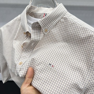 短袖襯衫男 男純棉短袖襯衫小格子夏季商務休閒襯衣高端寸衫半袖 LVLE