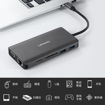 type-c擴展塢2021聯想YOGA 14s筆記本VGA/HDMI投影轉接頭網口/USB轉換器YOGA 13s外接U盤鍵盤鼠標分線器