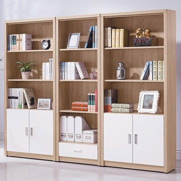 時尚屋 辛迪佳橡木白7.2尺書櫃組 寬218x深33x高182cm