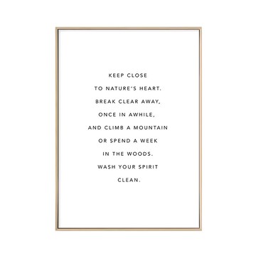 初心 畫作 自然森林山脈引言藝術印刷  59.4 x 42cm  金色